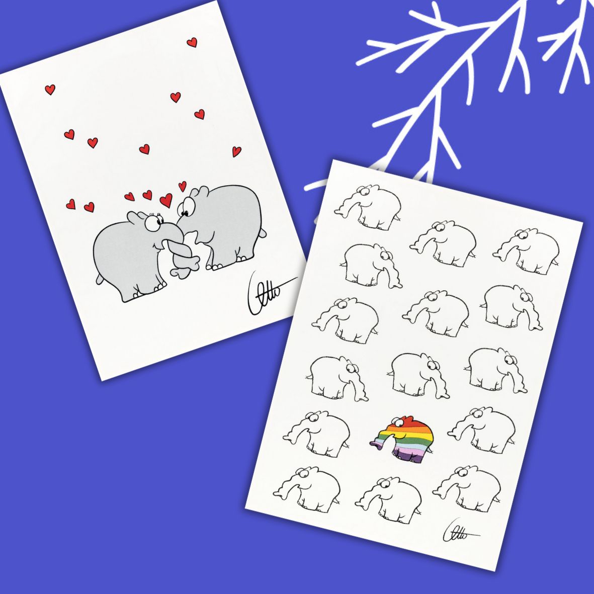 Halbleinen Ottifant Geschirrhandtuch by Otto Waalkes Be Different / Verrüsselt oder als 2-er Set