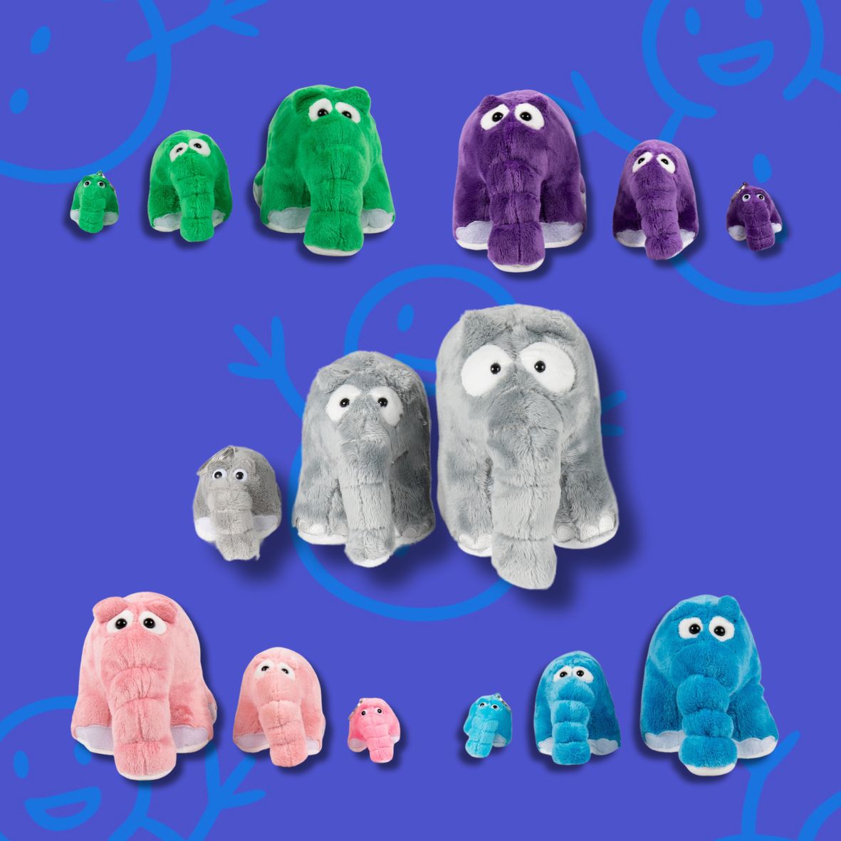 Ottifanten Plüsch Set by Otto Waalkes bestehend aus 3 Ottifanten x