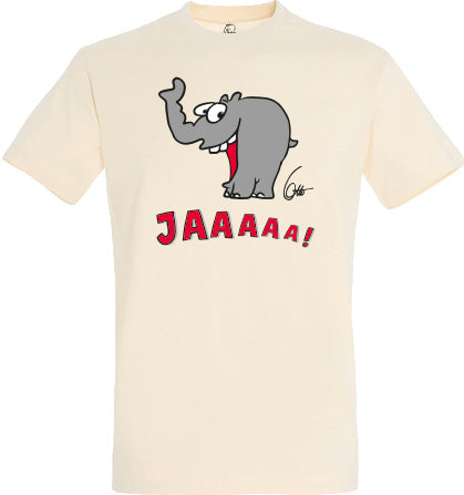 T-Shirt "Lachender Ottifant" Unisex by Otto Waalkes in denim, blau und sand