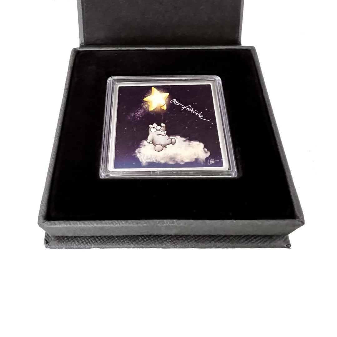1 OZ Silberbarren Otto fröhliche mit Original Otto Waalkes Signatur