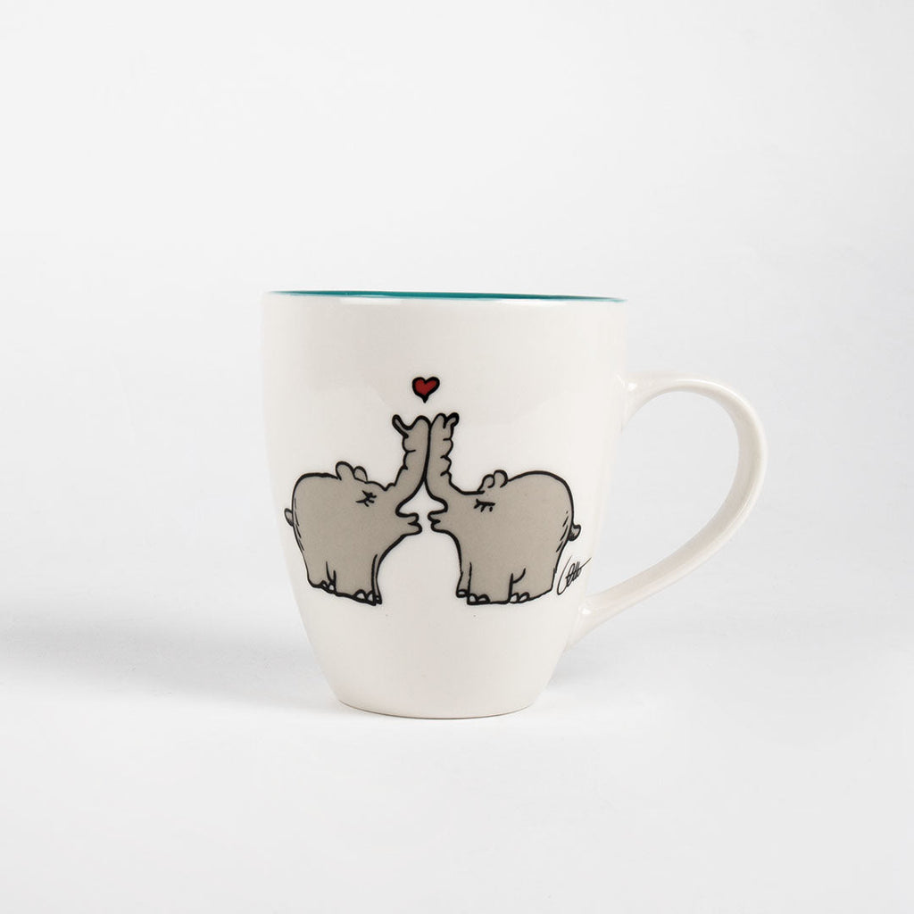 Ottifanten Kaffeebecher by Otto Waalkes 400ml in 3 Motiven: küssend, Hut, Blume - Ottifant.de